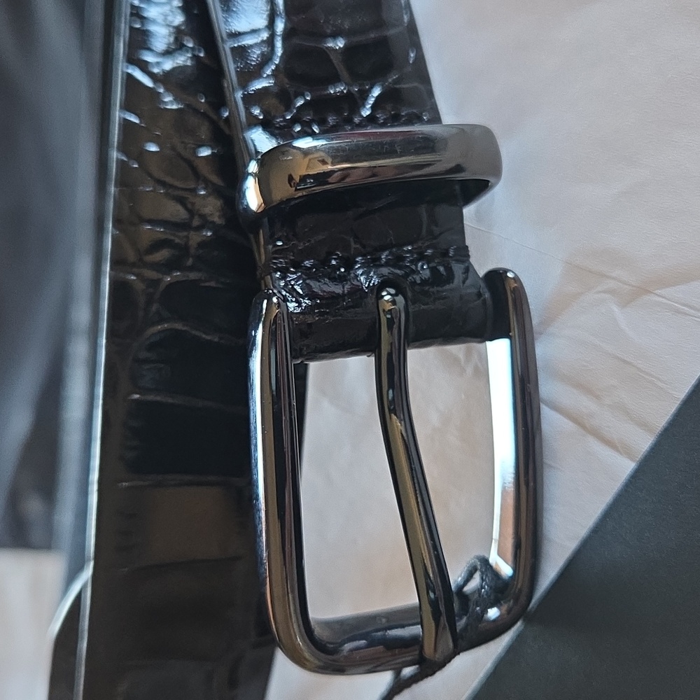The Kooples Black Croc-Embossed Leather Belt - Picture 3 of 8